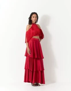 Red Jewelled Halter Top -Charmers Shop 12202022