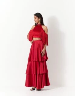 Red Jewelled Halter Top -Charmers Shop 12202023