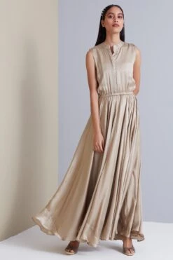 Valentina Satin Maxi In Champagne