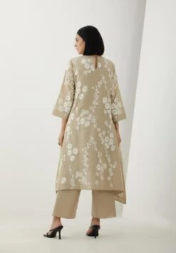 Beige Cotton Dress With Thread Embroidery -Charmers Shop 1668beige b