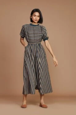 Brown And Charcoal Striped Sphara Jumpsuit