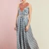 Morbagh Striped Grey Embroidered And Printed Jumpsuit -Charmers Shop 1 13649