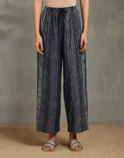 Black Shibori Stripe Pants