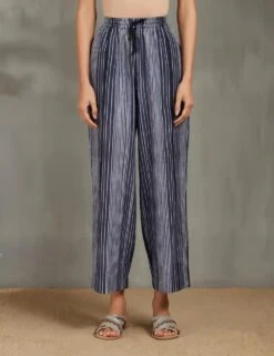 Navy Shibori Stripe Pants