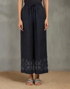 Black Shibori Floral Pants