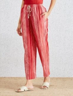 Ox Blood Shibori Stripe Pants