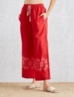 Ox Blood Shibori Floral Pants