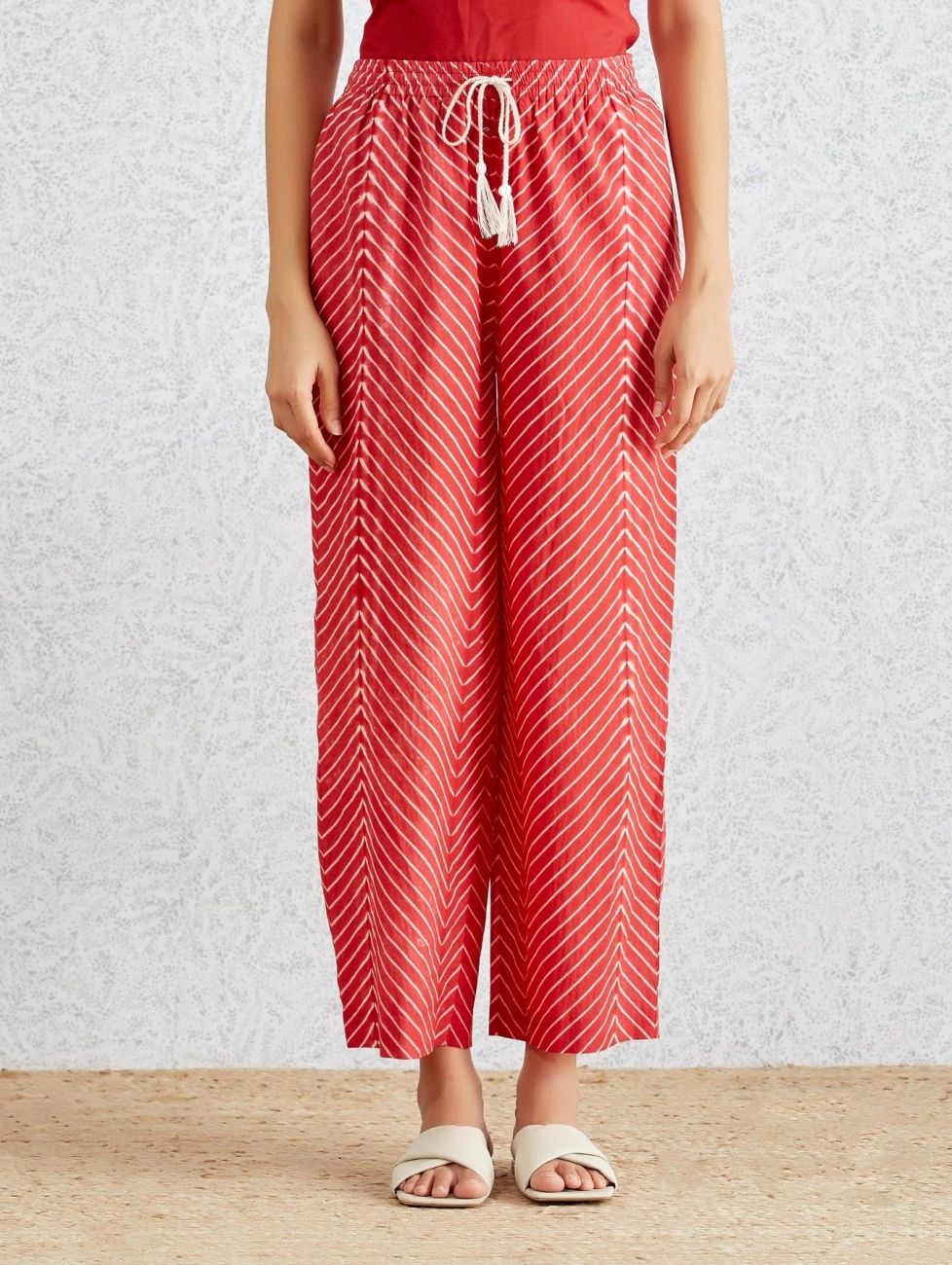 Ox Blood Shibori Drawstring Pant With Stripe 2 Ox Blood Shibori Drawstring Pant With Stripe