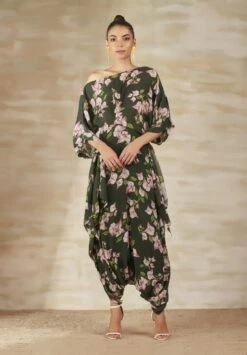 Olive BV Print Kaftan Dhoti Jumpsuit