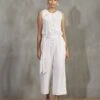 Beige Stripe 100% Linen Jumpsuit