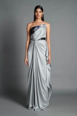 Ice Grey Moulded Draped Dress