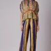 Multi Swiggle Print Hand Micro Pleated Kaftan Blouse With Trousers -Charmers Shop 1 67767