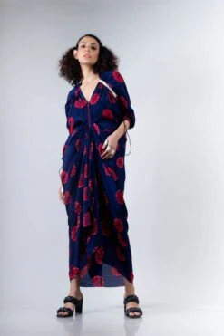 Blue/Red Shibori Kk Zipper Dress
