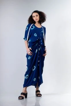 Blue Polka H/H Dress Elasticated