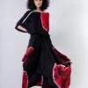 Black And Red Shibori Gather Cowl Skirt With Ald Top Elasticated -Charmers Shop 1 70260