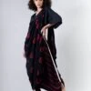 Black And Red Shibori Dhoti Sari With Black Kaftan Crop Blouse -Charmers Shop 1 70264