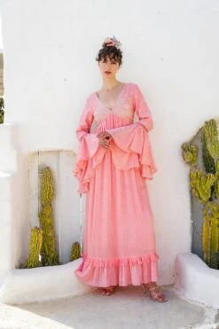Candy Pink Embroidered Maxi