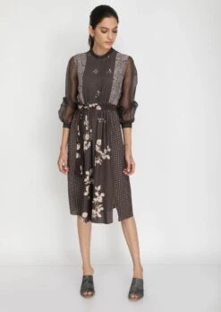 Grey Petal Print Dress