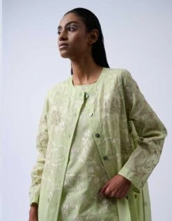 Green Embroidered Top In Handloom Cotton -Charmers Shop 20744 1