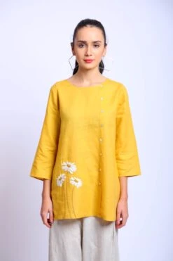 Ochre Linen Top -Charmers Shop 221014 3