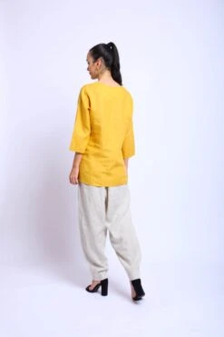 Ochre Linen Top -Charmers Shop 221014 b