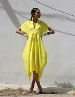 Neon Yellow Envelop Dress -Charmers Shop 225823