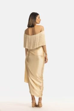 Ivory Silk Off Shoulder Fringe Top -Charmers Shop 3170203ivory4
