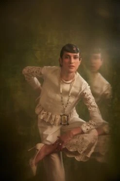 Ivory Yoke Pleated Peplum Top -Charmers Shop 3 49313