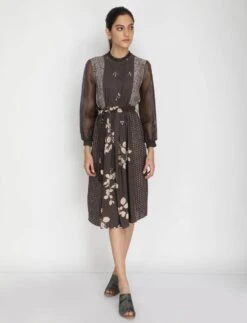 Grey Petal Print Dress -Charmers Shop 3 51027