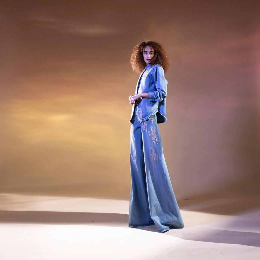 Light Blue High Waisted Washed Denim Wide Pants 4 Light Blue High Waisted Washed Denim Wide Pants - Image 2