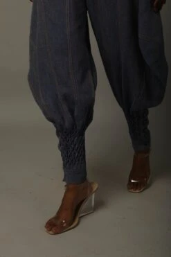 Indigo Blue Khadi Denim Jodhpuri Trouser -Charmers Shop 3 9217