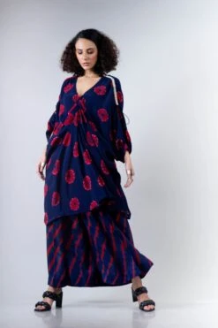 Blue/ Red Shibori Rekha 2 Midi Dress -Charmers Shop 4 28962