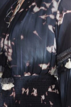 Black Monochrome Tie Dye Embroidered Short Dress -Charmers Shop 4 29970