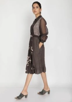 Grey Petal Print Dress -Charmers Shop 4 33663