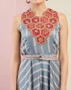 Morbagh Striped Grey Embroidered And Printed Jumpsuit -Charmers Shop 4 4925