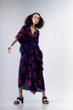 Blue/Red Shibori Kk Zipper Dress -Charmers Shop 5 13857