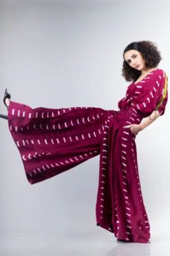 Burgundy Rd Knotted Kimono Top With Show Pleated Pants -Charmers Shop 5 13882