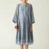 Blue Cotton Asheton Box Pleated Dress With Slip -Charmers Shop 9sb116b1