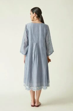 Blue Cotton Asheton Box Pleated Dress With Slip -Charmers Shop 9sb116b3