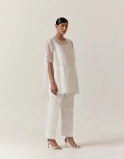 Ivory Organza Striper Top -Charmers Shop aair244ivory2