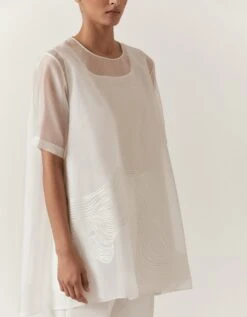 Ivory Organza Striper Top -Charmers Shop aair244ivory4