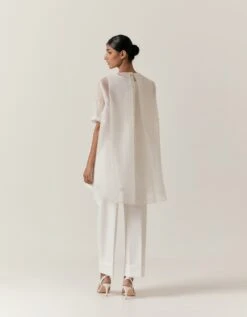 Ivory Organza Striper Top -Charmers Shop aair244ivoryb