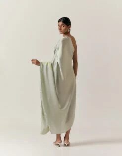 Mint Hammered Satin Long One Shoulder Top -Charmers Shop aair255b