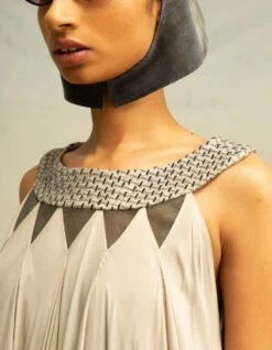 Grey And Blue Chiffon Gradient Fall Panelled Dress -Charmers Shop akaw22ldr15b