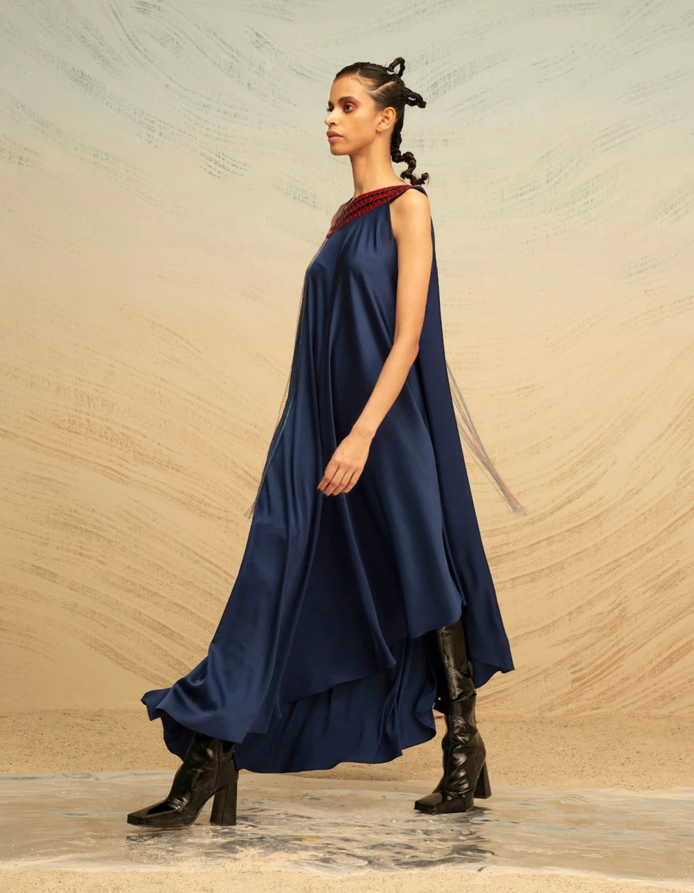 Blue Striped Dress With Angular Hem 4 Blue Striped Dress With Angular Hem - Image 2