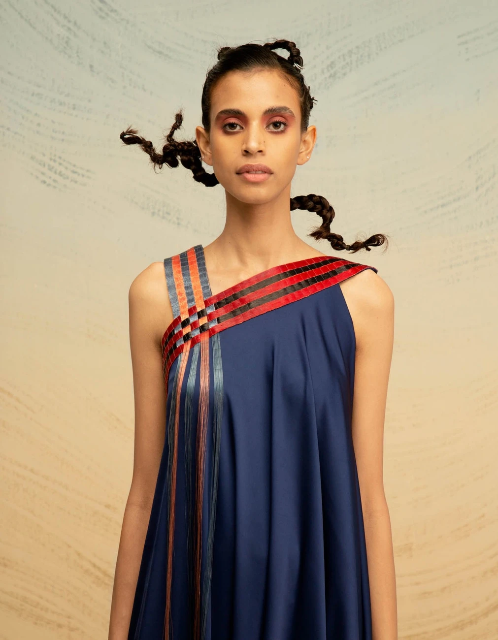 Blue Striped Dress With Angular Hem 7 Blue Striped Dress With Angular Hem - Image 5