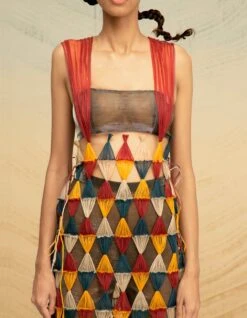 Multi Color Gathered Organza Bows Overlay Dress -Charmers Shop akaw22t13