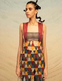 Multi Color Gathered Organza Bows Overlay Dress -Charmers Shop akaw22t1b