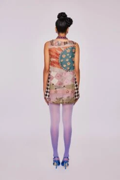 Window Divergence Printed And Embellished Organza Dress -Charmers Shop ardw53kp01b