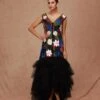 Black Multicolor Multifloral Jacket Dress 1 Black Multicolor Multifloral Jacket Dress -Charmers Shop aw22cg251
